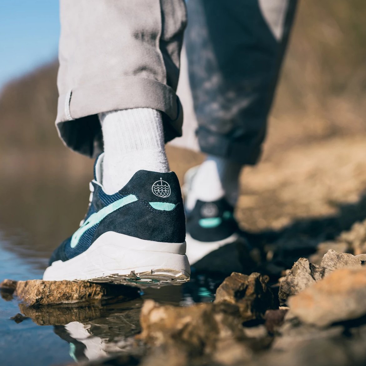 4702O_4406_KangaROOS BLACK - "Blue Ocean" Omnirun, Herren/Männer/Damen/Frauen Sneaker, handgefertigt, stylisch, Trend Sneaker, Dämpfende Sohle, hoher Tragekomfort, hochwertige Verarbeitung, hervorragende Passform, elegant, Business Schuh, Hummel & Hummel Schuhmanufaktur, Made in Germany, nachhaltige Produktion, hochwertige/nachhaltige Materialen, Leder, Recycling-Material, PET-Flaschen, bracenet.net, Meer